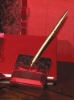 Wedding  Party Guest Book Red and Black Lace  Gold Pen + Holder 
